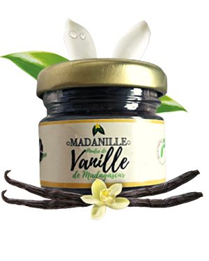 Poudre de vanille en pot Madanille, vanille Bourbon de Madagascar.