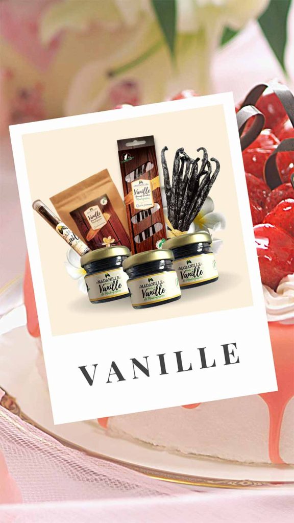 Photos des produits à base de gousse de vanille commercialisés par l'entreprise Madanille.